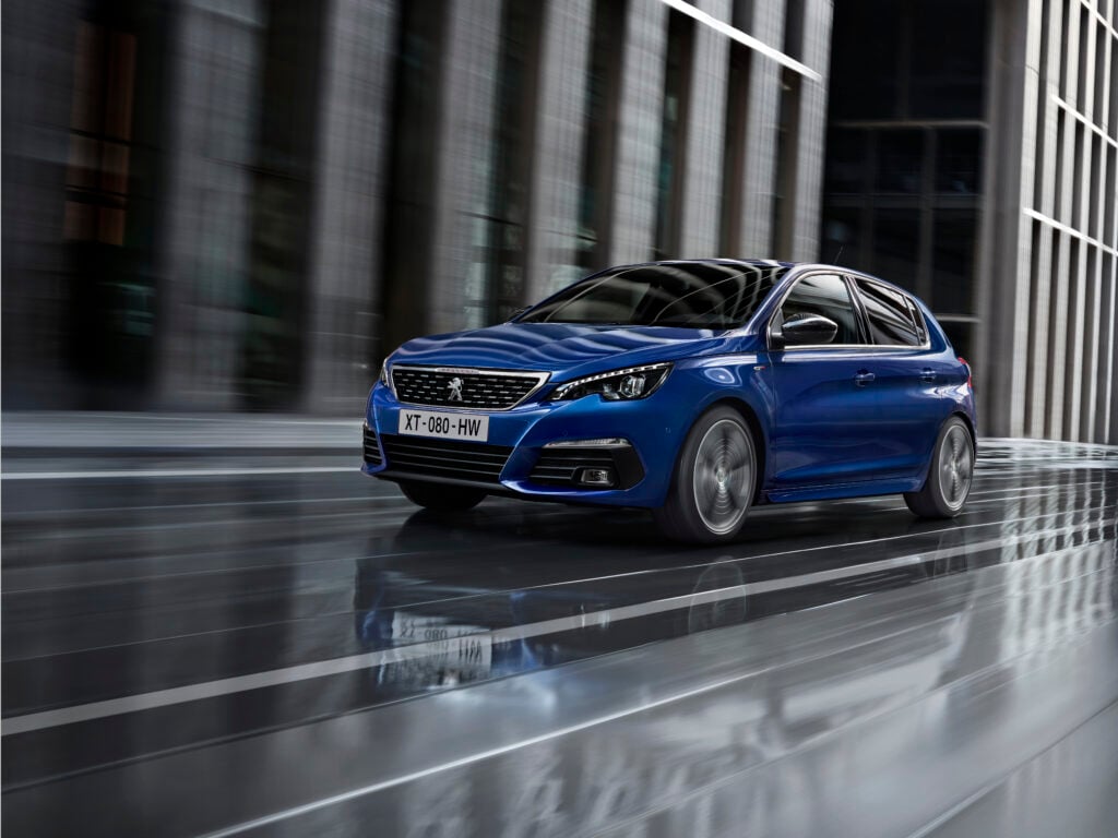 Blauwe Peugeot 308