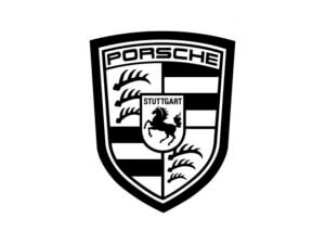 Porsche logo in zwart